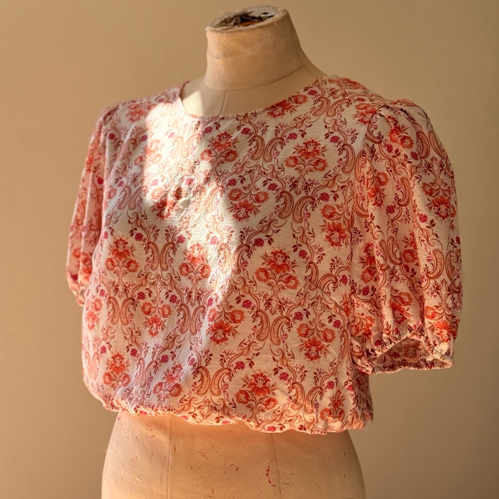 Cynthia Rowley Pink and Red Floral Blouse